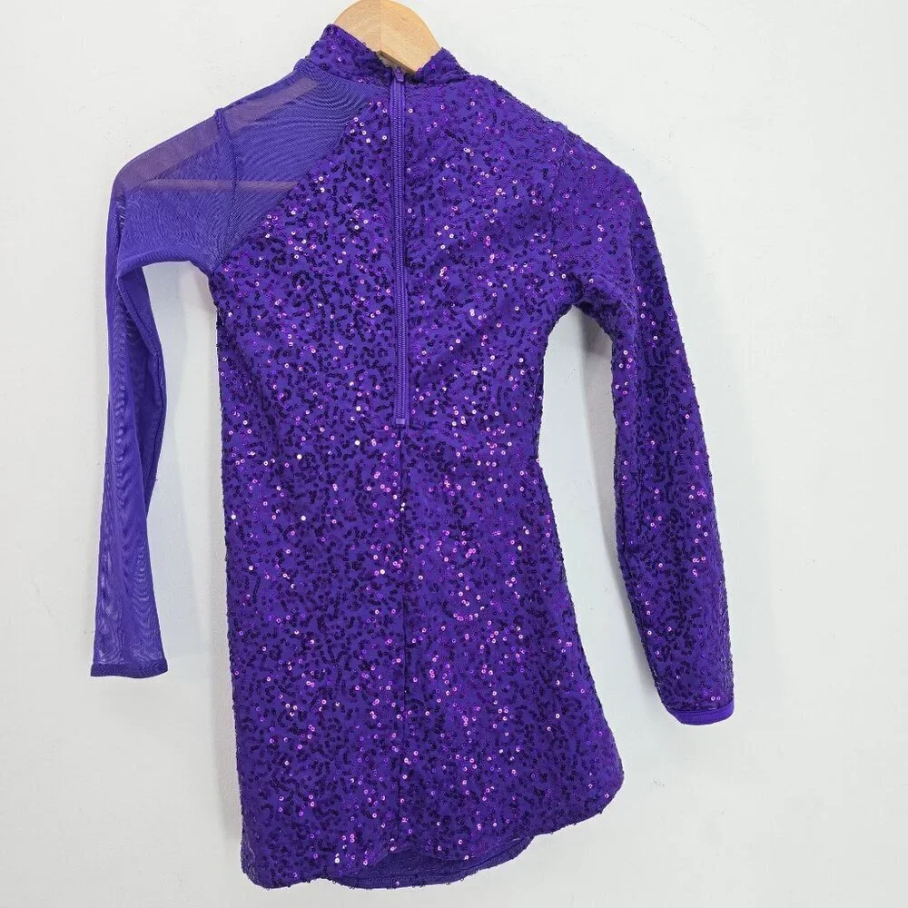 Weissman Purple Sequin Me Against the Music Dance Costume Size M Child